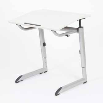 genio ev + (Ergo vario + ) optional Kurbel schülerseitig Der stufenlos höhenverstellbare Schülertisch mit