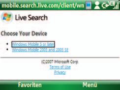 Live Search Live Search für Windows Mobile ist eine leistungsstarke Suchmaschine, die