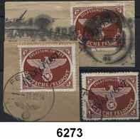 90 Deutsche Feldpost II.Weltkrieg Inselpost 6273 Inselpost - Agramer Aufdruck Drei Marken (2x je auf Briefstück), alle Werte sind gepr. Petry BPP (Mi. 225,-).
