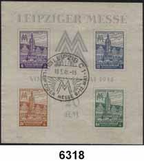 94 West-Sachsen 6315 Musterschau Leipziger Erzeugnisse 6 und 12 (Pf), je 336 Marken auf Papierblatt zu je 24 Marken mit Stempel