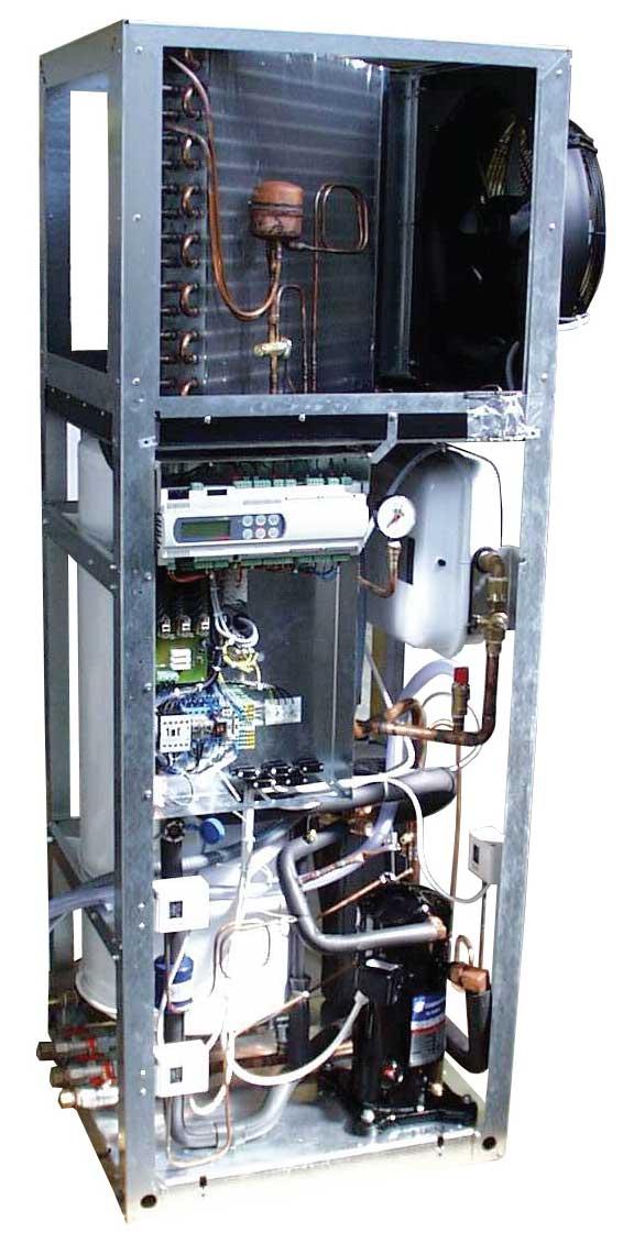 2.3.5 Luft/Wasser-Wärmepumpe 2.3.5 Luft/Wasser-Wärmepumpe in Kompaktbauweise (Innenaufstellung) Bei der Luft/Kompakt-Wärmepumpe sind neben der Wärmequelle auch die Komponenten zum direkten Anschluss