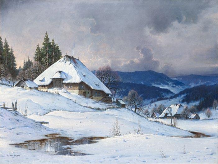 3229 3227* HAUPTMANN, KARL (1880 Deutschland 1947) Zwei Schwarzwaldhäuser im Winter. Unten links signiert: K. Hauptmann. 50 x 70 cm. Europäische Privatsammlung.