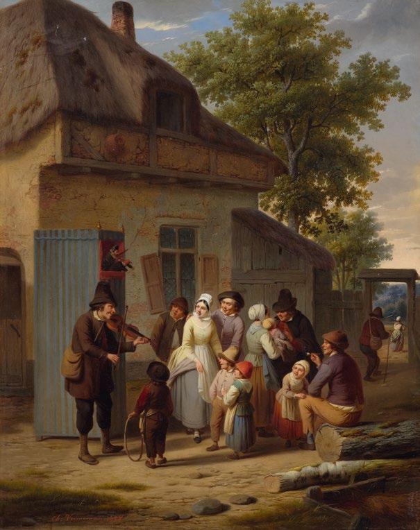 3241 3241 VENNEMAN, CHARLES (Gent 1802-1875 Sint-Joost-ten-Node) Strassenszene mit Musikant und Puppenspieler. 1858. Öl auf Holz.