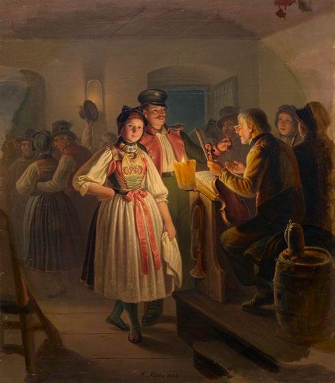 3246 3246 MÜLLER, CARL FRIEDRICH MORITZ (Dresden 1807-1865 München) Junges Paar in einem Wirtshaus. 1854.