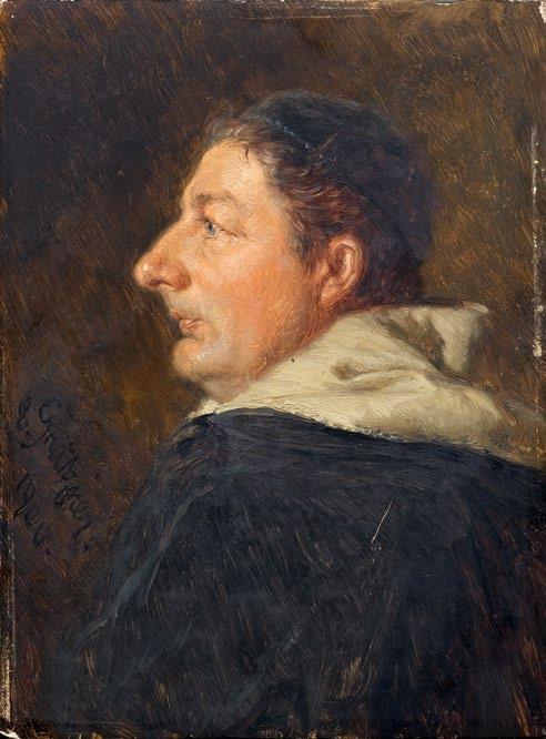 3248 3248 GRÜTZNER, EDUARD VON (Grosskarlowitz 1846-1925 München) Porträt eines Geistlichen. 1900. Öl auf Holz.