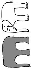 2.) a)den Elefanten auf ein weißes Stück Papier und den Umriss