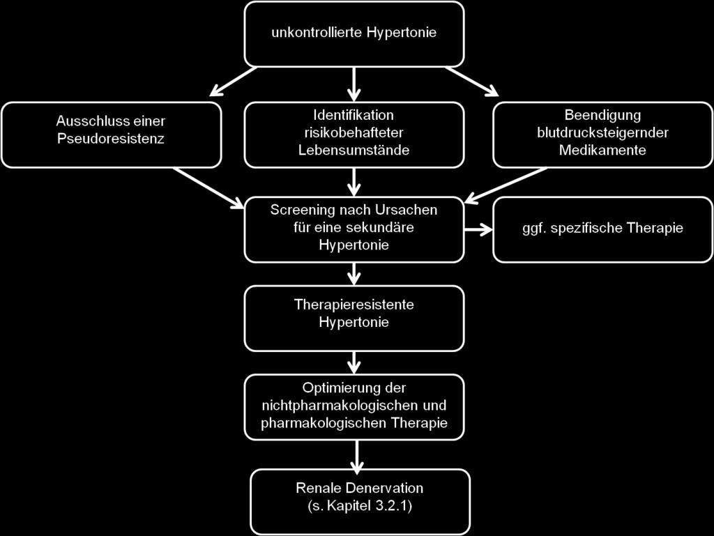 2. Einleitung Abbildung 7 stellt eine zusammenfassende, schematische Übersicht dar, wie bei der Diagnosefindung eines therapieresistenten Hypertonus vorgegangen werden sollte.