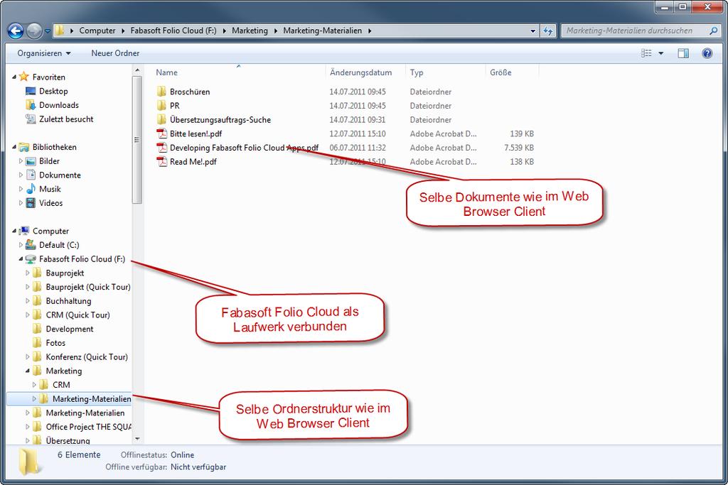 2.5.5 Nutzung über Netzlaufwerk (WebDAV) Fabasoft Folio Cloud als Netzlaufwerk über WebDAV verbinden Durch Verbinden von Fabasoft Folio Cloud als Netzlaufwerk stehen die digitalen Unterlagen auch in