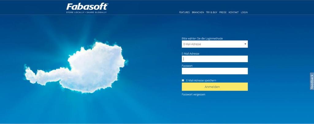 Nach der Registrierung haben Sie sofort Zugang zu der Fabasoft Cloud.