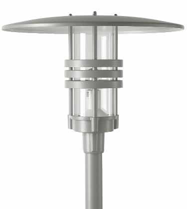 VISBY G12 LED Version mit LED Modulen 62 ø 16 46 25 6 43 8 VISBY Aluminium/Polykarbonat Leuchtenkopf für Masten mit 60mm Durchmesser (Oberkannte) für eine Masthöhe bis etwa 4m.