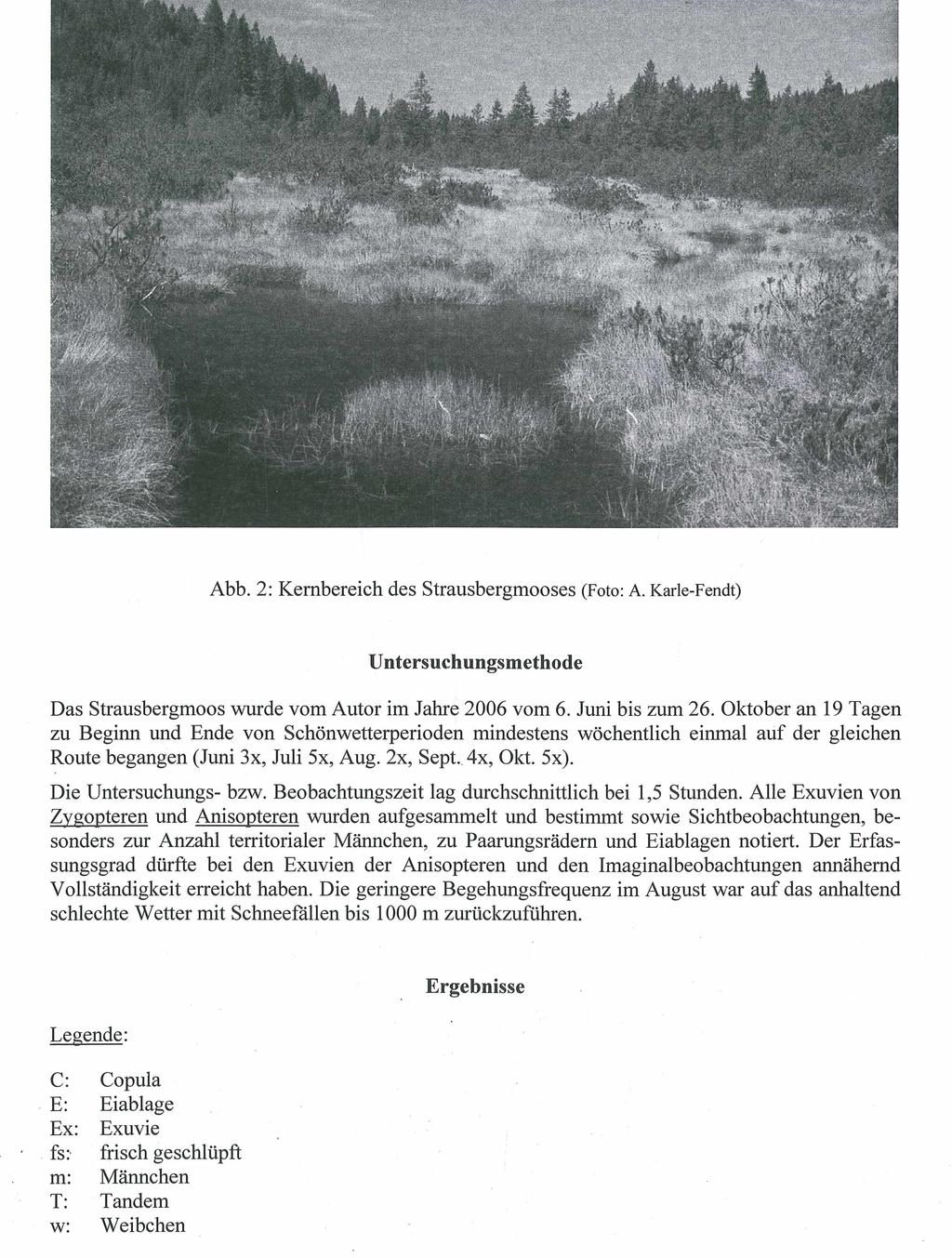 Abb. 2: Kembereich des Strausbergmooses (Foto: A. Karle-Fendt) Untersuchungsmethode Das Strausbergmoos wurde vom Autor im Jahre 2006 vom 6. Juni bis zum 26.
