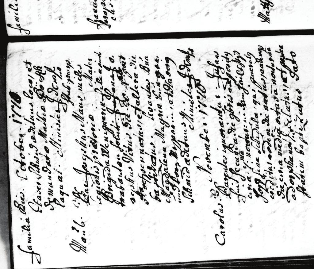 2: Beispiel aus dem Jahre 1770 für Taufmatrikeleinträge