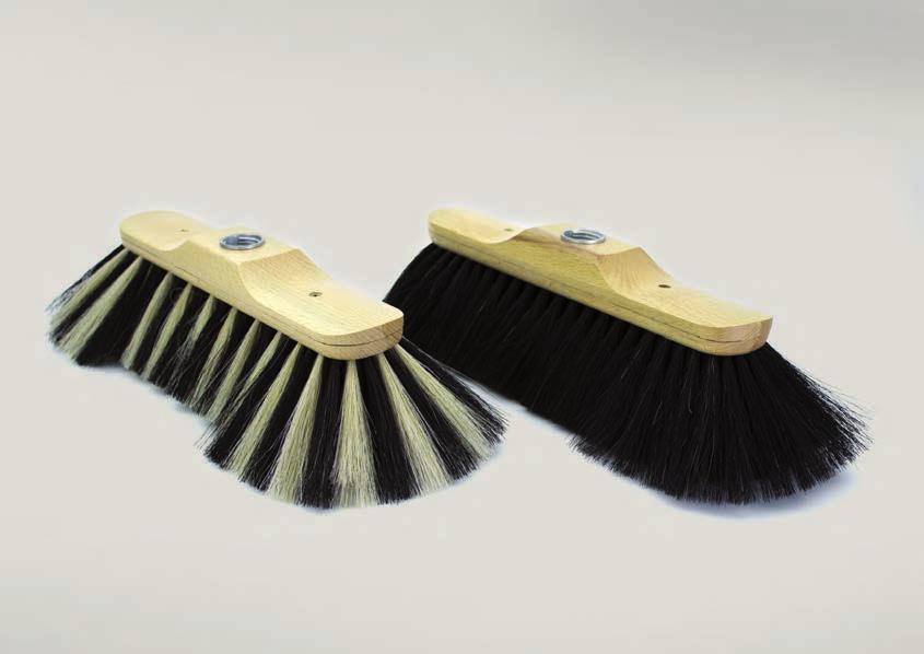 INDOOR BROOM (Stubenbesen) clear lacquered beechwood with a thread, striped design with light and dark horsehair or dark horsehair