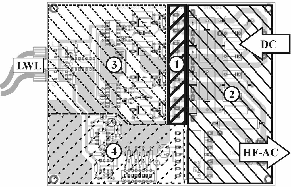 65 Bild 4.13: Aufteilung der Baugruppen auf der Wechselrichterplatine (erl.