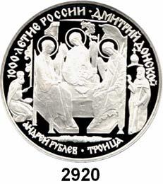 186 AUSLÄNDISCHE MÜNZEN & MEDAILLEN 2922 3 Rubel 1996.