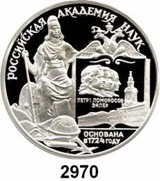 ..Polierte Platte 30,- 2962 3 Rubel 1999. 200. Geburtstag von Alexander Puschkin Parch. 1067 und 1068.