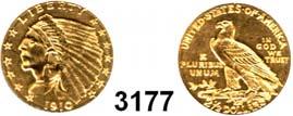 Kratzer, vorzüglich** 950,- 3177 2 1/2 Dollars 1910, Philadelphia (3,76g FEIN). GOLD. Schön 138.1. KM 128. Fb. 120.