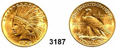 ... Feilspur am Rand, sehr schön+** 140,- 3181 5 Dollars 1909, Philadelphia (7,52g FEIN). GOLD. Schön 139.2. KM 129. Fb. 148.