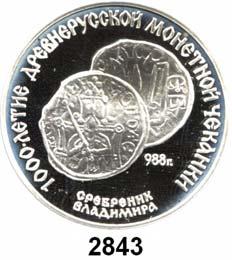 182 AUSLÄNDISCHE MÜNZEN & MEDAILLEN 2843 3 Rubel 1988.