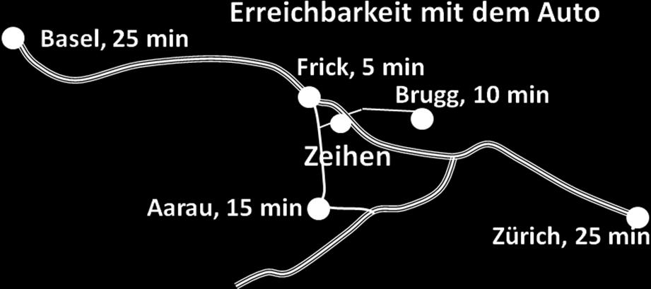 den Sie ohne Rotlicht erreichen, genau in der Mitte zwischen Zürich und Basel im Grünen.