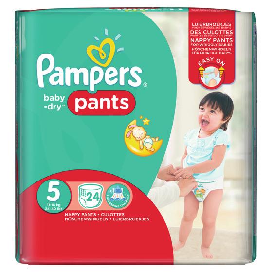 Pampers Pants Pampers Höschenwindel für einfaches Anziehen und bis zu 12 Stunden Trockenheit MicroPearlsTM absorbieren das bis zu 30-Fache ihres eigenen Gewichts an Flüssigkeit Für bis zu 12 Stunden