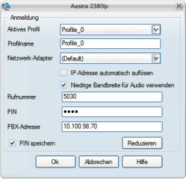 Aastra 2380ip starten Standardmässig wird das Aastra 2380ip von Ihrem Systembetreuer so installiert, dass es beim Starten des PCs automatisch geöffnet wird.