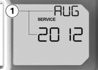 3 22 Anzeigen z Serviceanzeige Liegt die verbleibende Zeit bis zum nächsten Service innerhalb eines Monats, wird das Servicedatum 1 im Anschluss an den Pre-Ride-Check für kurze Zeit angezeigt.