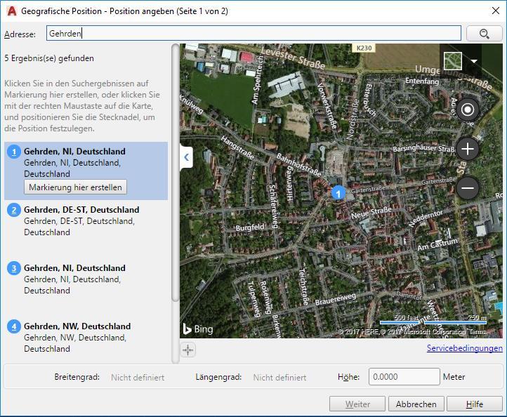 Neuerungen AutoCAD 2018- Bing Maps Dienste Bing Maps-Dienste Die Funktion zur Verwendung