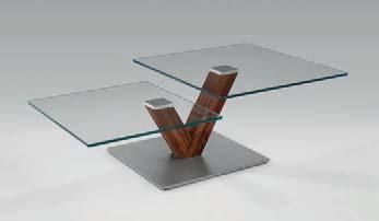 90/75/40 cm Coffee-Table 4126-4219 Colorado walnut oiled finish, Crystal glass LWH