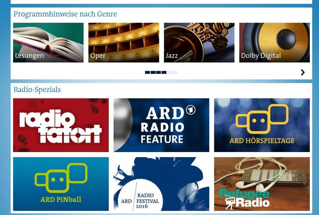 Mein persönliches Radioprogramm im Internet Wenn Sie auf der Startseite von www.radio.ard.