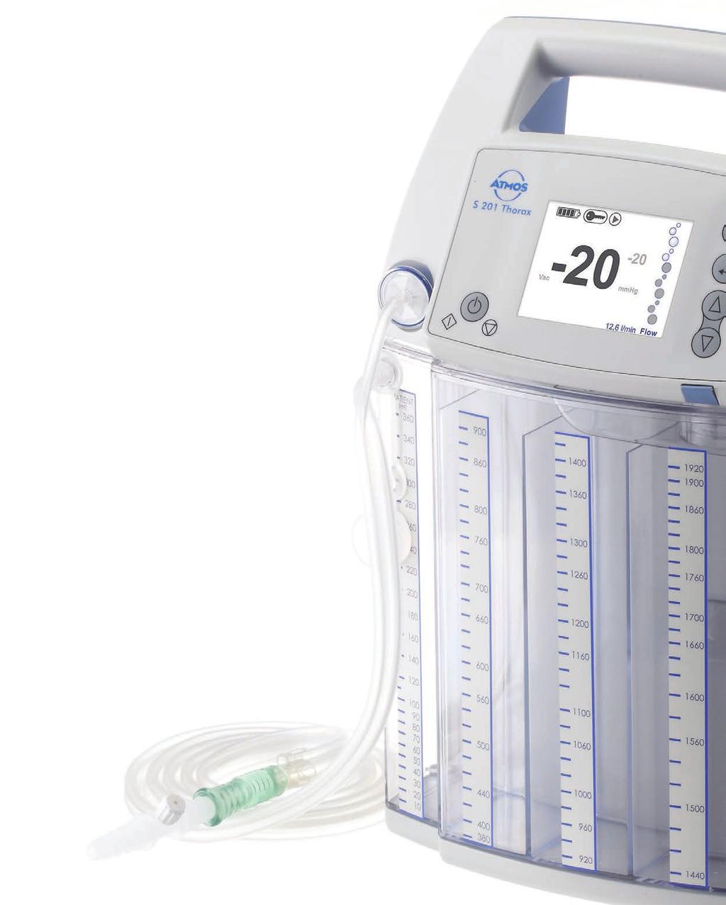 The option of having the water chamber with the ATMOS S 201 Thorax system allows the experienced nurse and surgeon to blend the two systems (analog and digital) together, and help them understand the