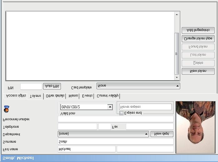 Die Net2 Software speichert die Fingerabdruck-Transpondernummer zusammen mit einem Benutzereintrag.