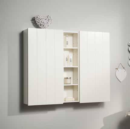 gestreifte Tür weiß 2x cabinet 40 x 80 cm 1x cabinet 20 x 80 cm 2x white door with grooved