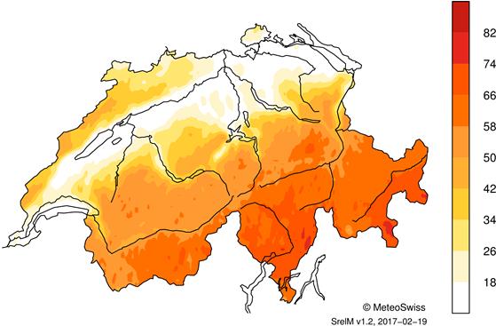 MeteoSchweiz Klimabulletin Januar 2017 5 Temperatur, Niederschlag und Sonnenscheindauer im Januar 2017 Messwerte absolut Abweichungen zur Norm