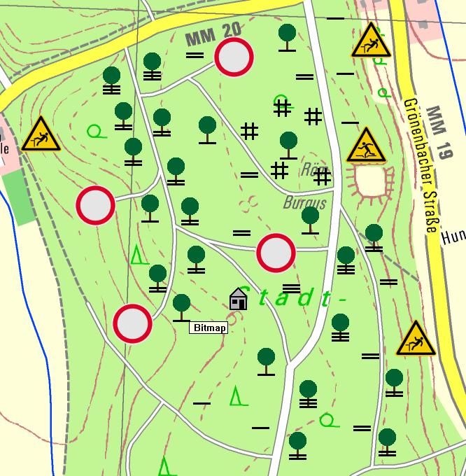 i. Dokumentation der Erkundung eines Suchgebietes mit Symbolen Um ein Suchgebiet für eine Suche mit Suchkette oder RHS optimal aufteilen (vorbereiten) zu können, muss das Suchgebiet erkundet werden.