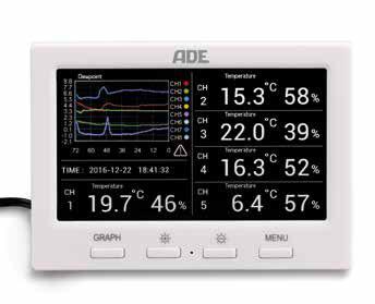 DCF-Funkuhr Tabellarische und graphische Anzeige der Temperatur, Luftfeuchtigkeit, Taupunktanzeige, Hitzeindex (gefühlte