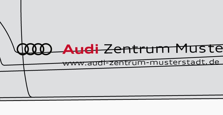 1.4 Layoutaufbau Über alle Fahrzeuge hinweg werden die Audi Ringe einheitlich in einer Breite von 200 mm eingesetzt.