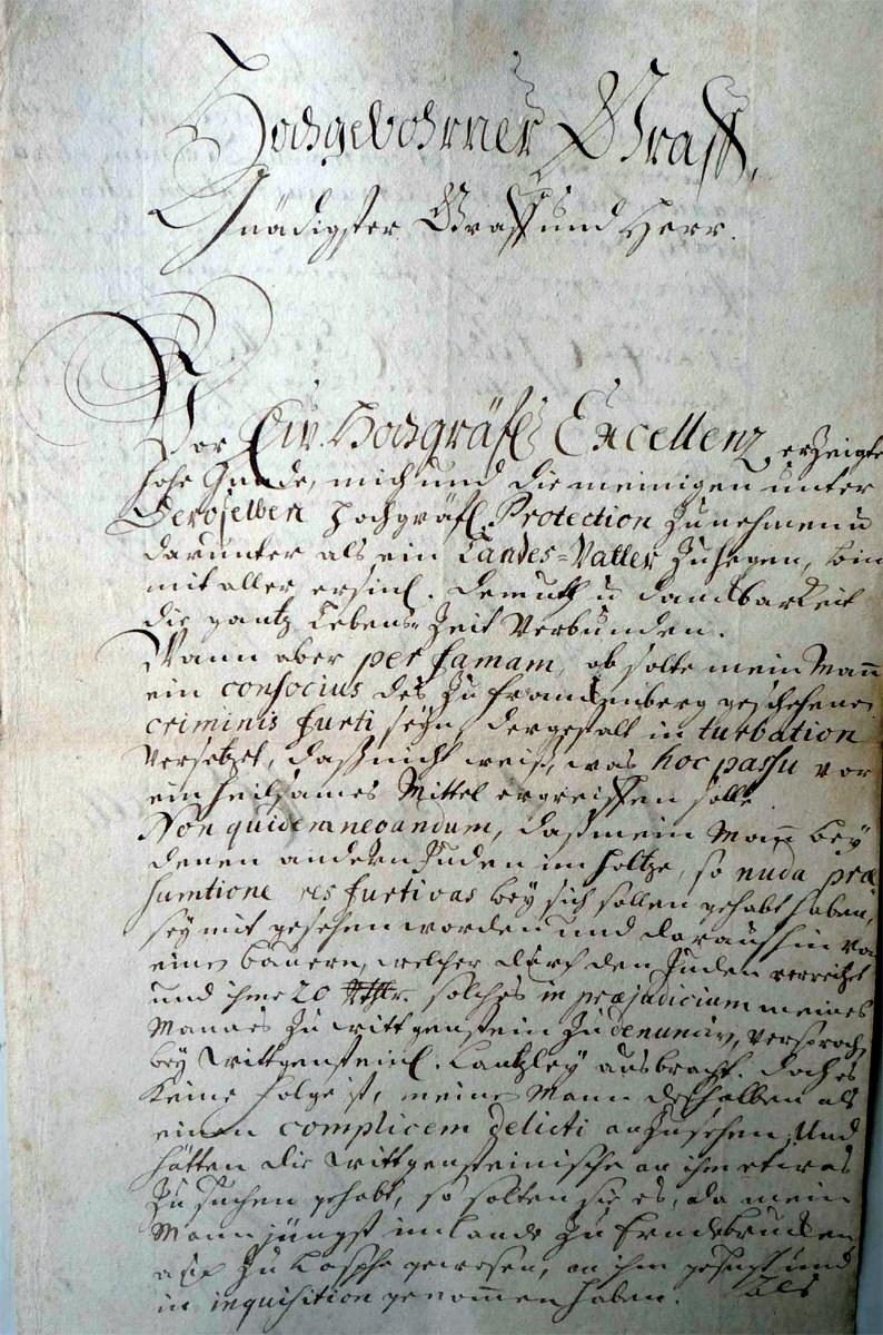 Anhang Petition der Händel Samuel an Graf Casimir zu S.