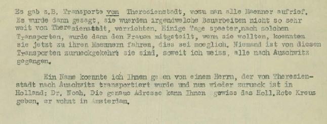 Mit einem der hier beschriebenen Transporte ist Renate Pins, geb. Elsoffer von Theresienstadt nach Auschwitz transportiert worden. Transport Es-618 am 19. Okt. 1944. 89 Vgl. auch Danuta CZECH, p. 912.