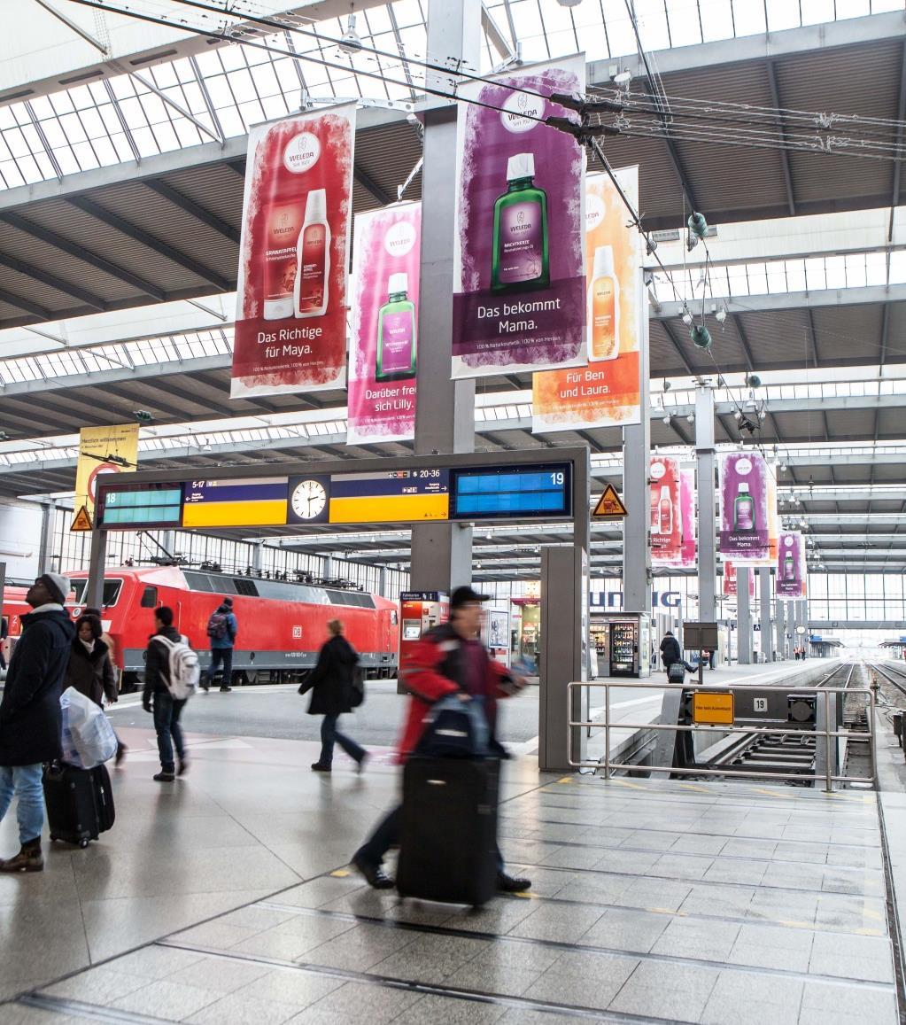 I Beispielhafte Kombi-Angebote Business Traveler Visibility am Start- und Zielbahnhof München Hbf BASIS STATIONS- MEDIEN 5x Big Banner 12x Groundposter Summe Media 179.580 EUR 6.