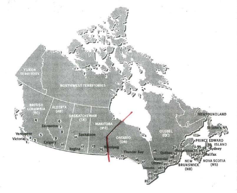 Unterscheidung Kanada Ost/West Die im DAAD gängige Einteilung in Kanada Ost und Kanada West für die Reisekostenpauschalen entspricht der folgenden Landkarte: