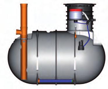 Schlauch Technik-Kapsel mit 15 m Kabel, Steuerung und Überfüllmelder für Heber (vormontiert im Tank) oder mit Pumpe Mit Klarwasser-Heber (= Ablauf im Freigefälle) Mit Klarwasser-Pumpe (= Ablauf