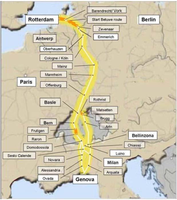 Europäische Güterverkehrskorridore Güterverkehrs-Entwicklung Bundesverkehrswegeplan 2003 Anzahl Güterverkehrszüge Köln Koblenz 2015 - rechtsrh.: 340 Züge / Tag (2002: 200 Züge / Tag) - linksrh.