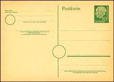Tagesstempel, MiNr P21 A P 21 500 9,00 1954 - Dauerserie "Bundespräsident Heuss groß" - 20/20 Pfennig - MiNr P 22 Antwort-Postkarte 20/20 Pf, Werteindruck "Heuss",