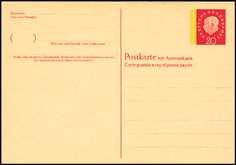 liste 1960 - DS "Heuss Medaillon" Fluoreszenz-Beidruck 4 x2 2 mm - MiNr P 44 II Postkarte 20 Pf, Werteindruck "Heuss Medaillon", Fluoreszenz- Beidruck 4 x 22 mm, ungebraucht P 44 II 100 8,00