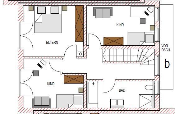Erdgeschoss: Wohn-Essraum 32,5 m2 Küche 11,0 m2 Diele 4,7 m2 WC 2,6 m2