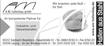 28.04.2017 - GREENHOUSE GmbH, Amberg. 28.04.2017 - SGM-Verwaltung GmbH, Sulzbach-Rosenberg. 28.04.2017 - DOMUS Assekuranz & Immobilien UG (haftungsbeschränkt), Kümmersbruck. 28.04.2017 - Valente Antonio Fitness UG (haftungsbeschränkt), Auerbach.