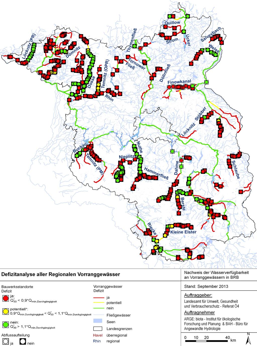 5.2 Regionale Vorranggewässer Abbildung 5-8 zeigt eine Übersicht über die Defizitanalyse der Querbauwerksstandorte der regionalen Vorranggewässer.