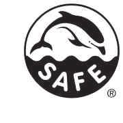 Dolphin safe Dieses geschützte Zeichen findet sich auf Thunfischkonserven und kennzeichnet delfinsicheren Thunfisch.