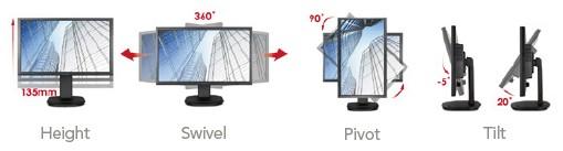 Effizienz & Komfort Der VG2439m-LED bietet zahlreiche individuelle ergonomische Einstellungsmöglichkeiten für jede